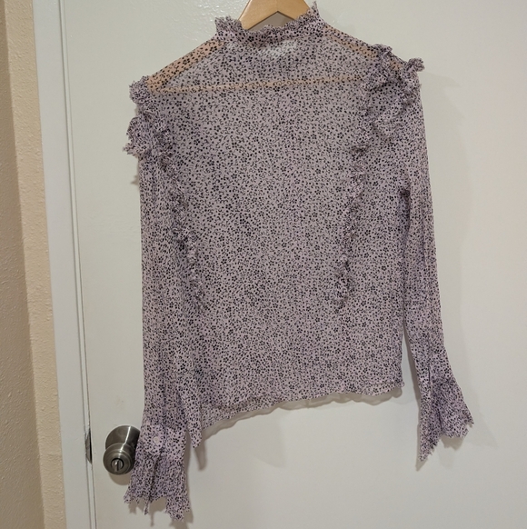 Zadig & Voltaire Purple Ruffled Floral Tweet Goa Sheer Blouse - Picture 9 of 14